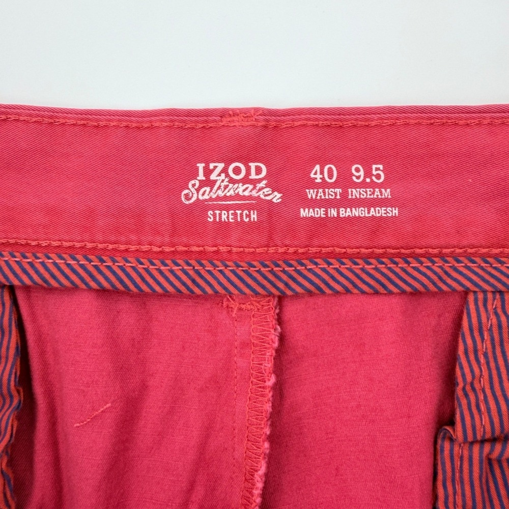 IZOD Saltwater Shorts Mens 40 Red Stretch Flat Front Relaxed Classics 9.5" NEW - Picture 4 of 10